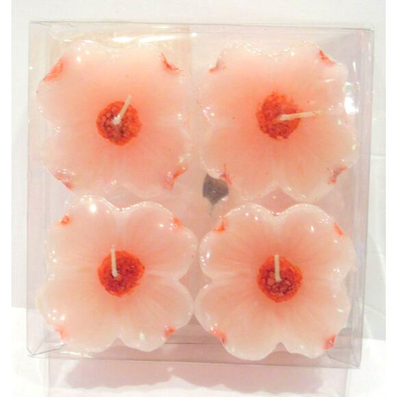 FLOATING CANDLES Set (4) Pink Dogwood Flowers Birthday Holiday Wedding Baby NEW - Picture 2 of 4